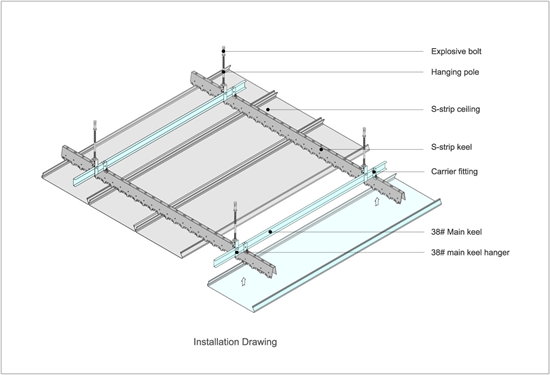 Linear Strip Ceiling Installation Structure