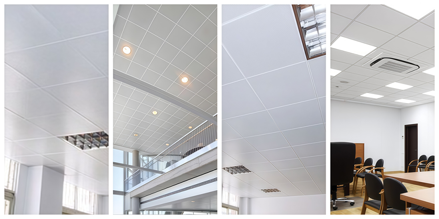 metal ceiling installed in modern office